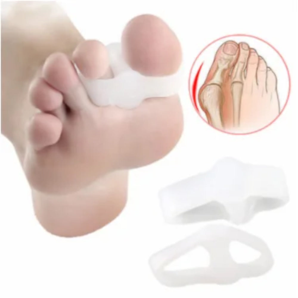 Premium Soft Elastic Toe Separator for Bunion Relief - Silicone Hallux Valgus Orthopedic Protector, 2-Piece Set, Realigns 