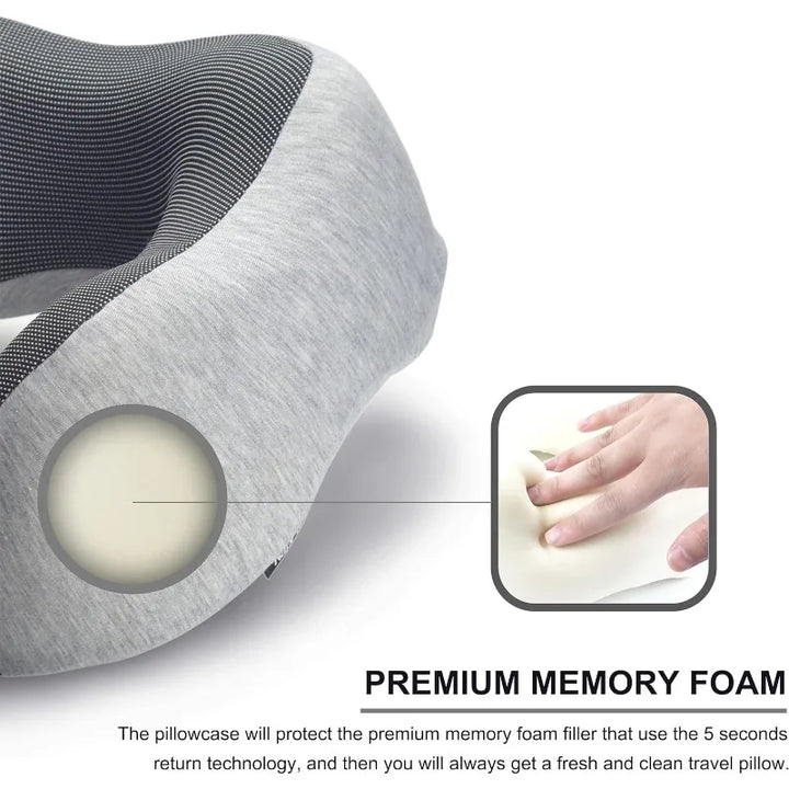 Premium U-Shaped Travel Pillow – Heated Massage Memory Foam Neck Pillow for Airplanes, Ergonomic Design for Pain Relief