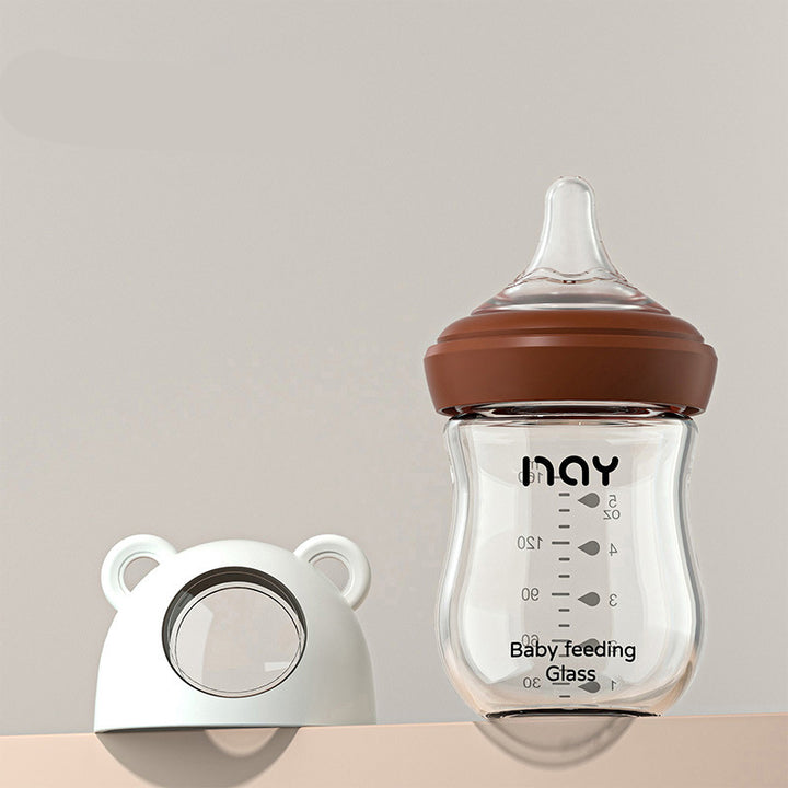 Premium Newborn Glass Baby Bottle – Anti-Flatulence, Anti-Choke, Wide Caliber, BPA-Free, Ideal for 0-3 Months, Safe Infant 