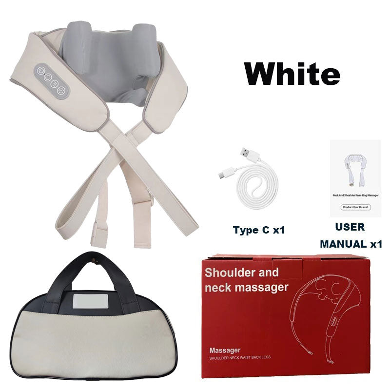 Luxury Neck and Shoulder Massager with Heat, Deep Tissue Shiatsu Kneading for Pain Relief, Electric Rechargeable Massage