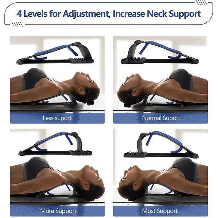 Premium 4-Level Neck Stretcher with Massage Apparatus – Magnetotherapy and Back Stretch Massager for Lumbar and Cervical