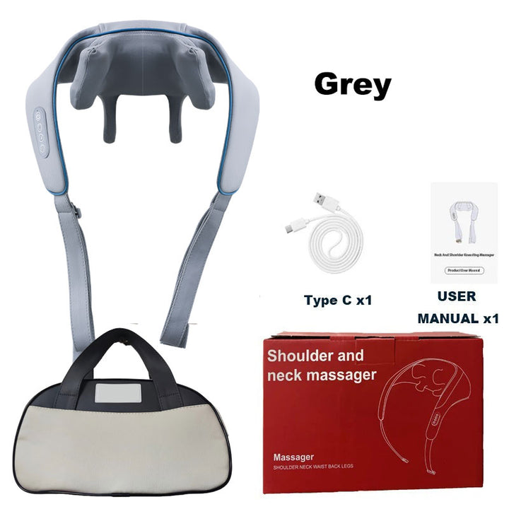 Luxury Neck and Shoulder Massager with Heat, Deep Tissue Shiatsu Kneading for Pain Relief, Electric Rechargeable Massage