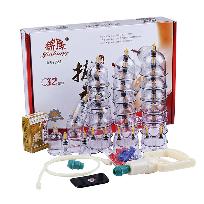 Premium Cupping Therapy Set – Vacuum Suction Cups for Massage, Anti-Cellulite, and Physiotherapy, Relieves Back, Neck