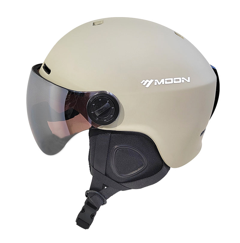 Premium Ski Helmet with Integrated Goggles – Inmold PC & EPS Construction, Adjustable Chin Pad & Head Circumference, 