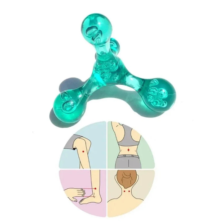 High-Quality Handheld Deep Tissue Massager Tool - 4-Legged Acupressure Trigger Point Self Massager for Back, Neck, Feet &