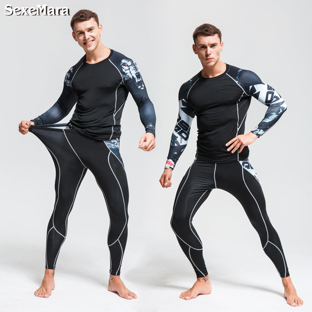 Premium Men’s Compression Sports Suit – Quick-Dry MMA Fitness Training Set, Jogging & Running Rashguard Sportswear