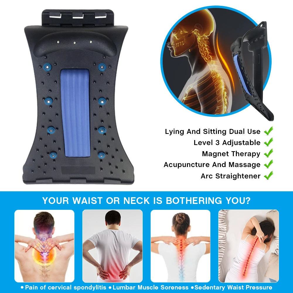 Premium 4-Level Neck Stretcher with Massage Apparatus – Magnetotherapy and Back Stretch Massager for Lumbar and Cervical