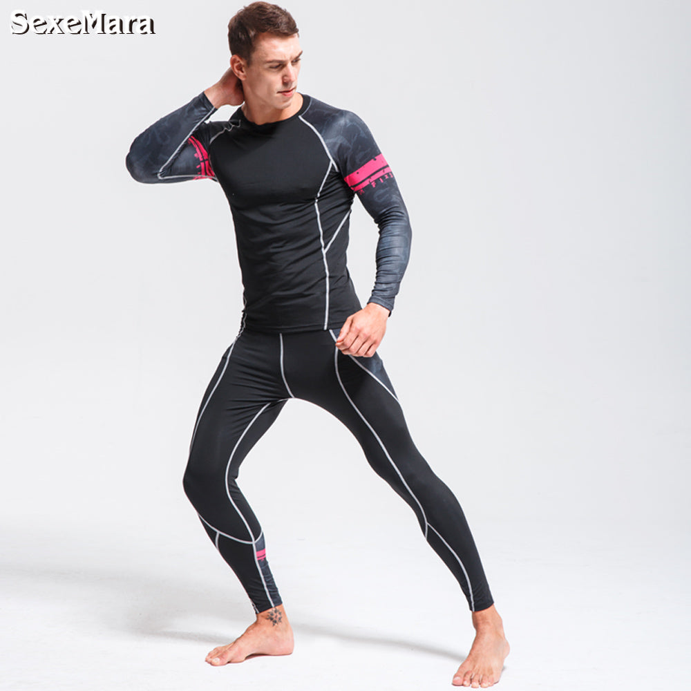 Premium Men’s Compression Sports Suit – Quick-Dry MMA Fitness Training Set, Jogging & Running Rashguard Sportswear