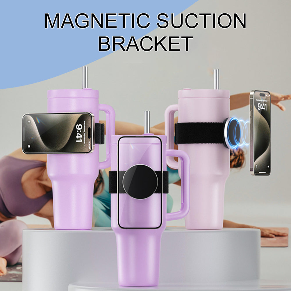 Premium Magnetic Mobile Phone Holder – Adjustable Strap for 70-100mm Water Cup, Strong Magnetic Attraction, Compatible with 