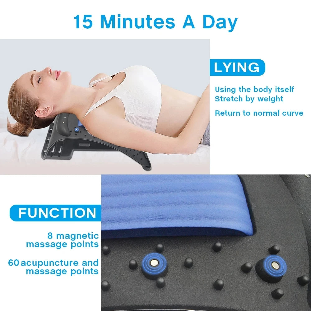 Premium 4-Level Neck Stretcher with Massage Apparatus – Magnetotherapy and Back Stretch Massager for Lumbar and Cervical