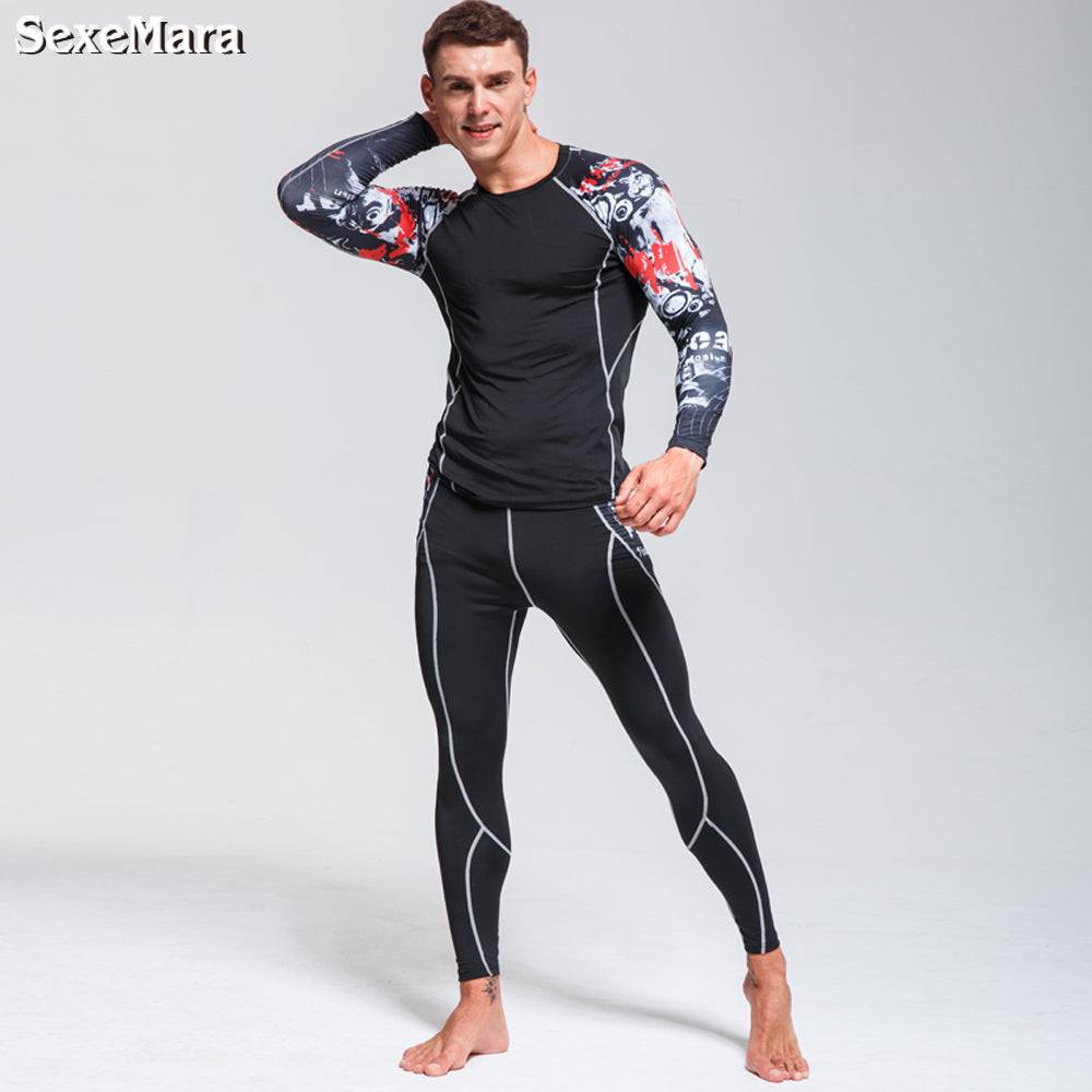 Premium Men’s Compression Sports Suit – Quick-Dry MMA Fitness Training Set, Jogging & Running Rashguard Sportswear