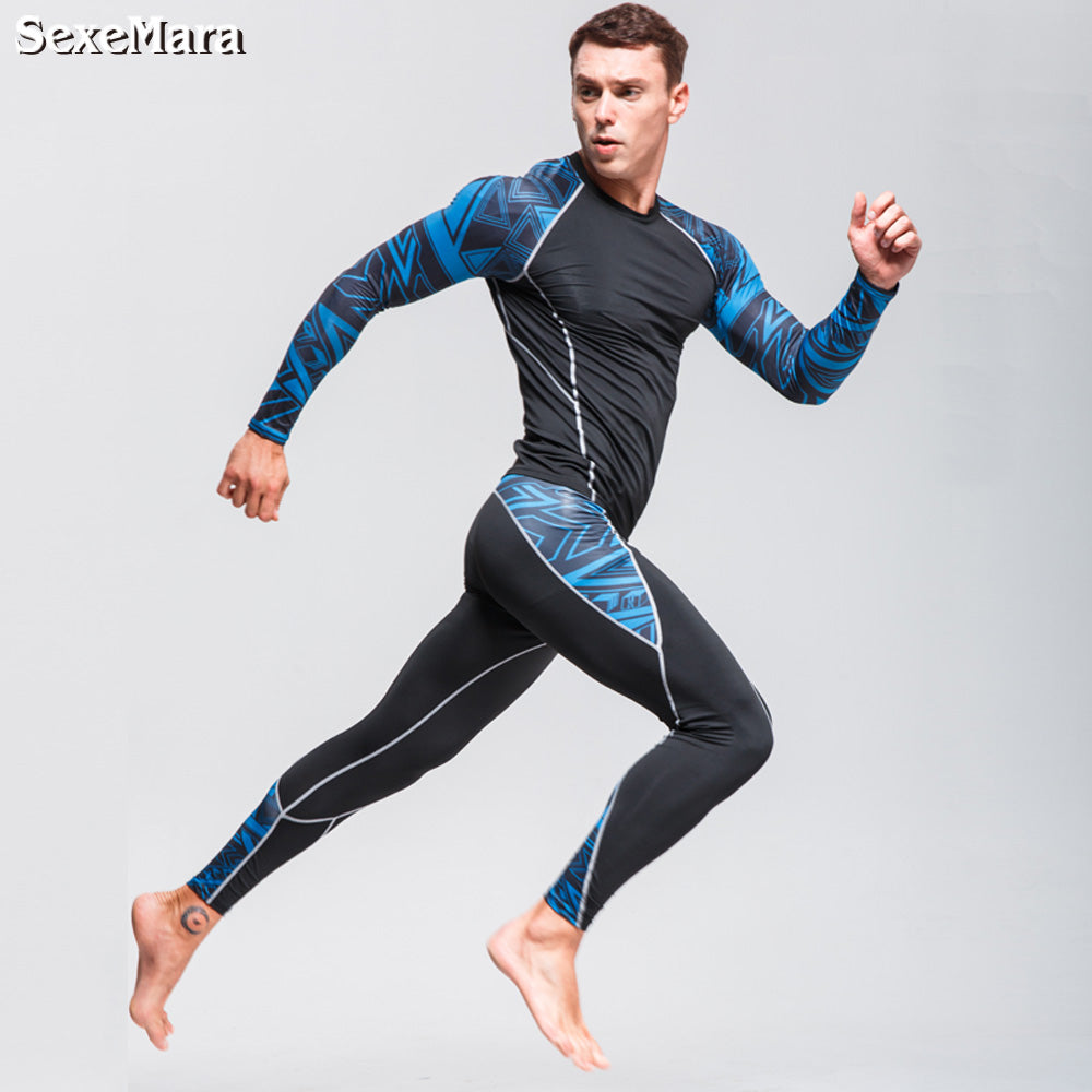 Premium Men’s Compression Sports Suit – Quick-Dry MMA Fitness Training Set, Jogging & Running Rashguard Sportswear