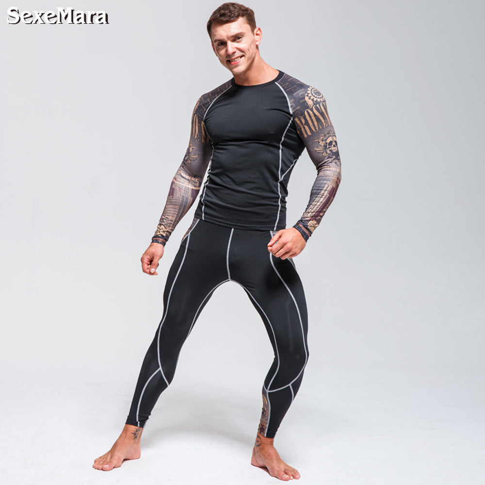 Premium Men’s Compression Sports Suit – Quick-Dry MMA Fitness Training Set, Jogging & Running Rashguard Sportswear