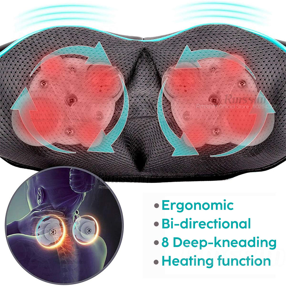 Luxury Shiatsu Neck, Back & Shoulder Massager with Heat, 4D Deep Kneading for Full Body Muscle Relief, Electric Massage 