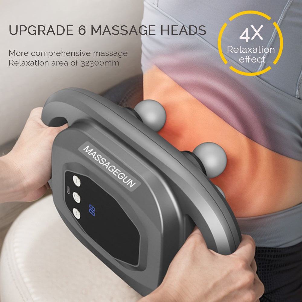 High-Quality Six-Head Massage Gun for Back & Body Relief, 20 Intensity Levels, Wireless High-Frequency Vibration, 6 Modes 