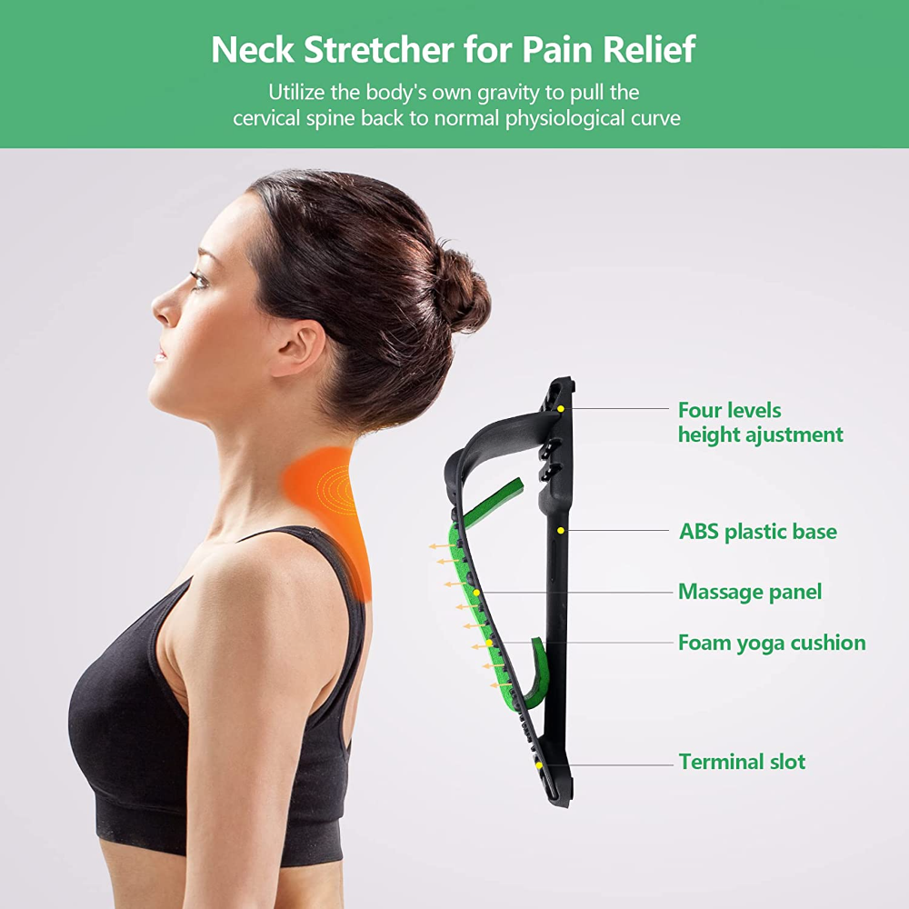 Premium 4-Level Neck Stretcher with Massage Apparatus – Magnetotherapy and Back Stretch Massager for Lumbar and Cervical