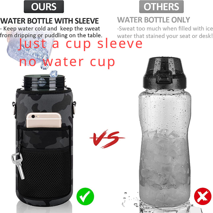 Premium 2L Water Bottle Sleeve with Pop-Up Straw – Leakproof Half Gallon Jug, Insulated Holder, Storage Pockets for Phone,  