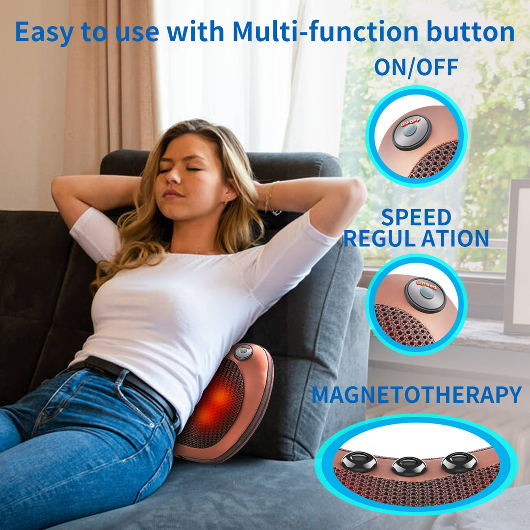 High-Quality 8-Head Electric Shiatsu Back Massager Pillow with Heat, Deep Tissue Massage for Neck, Shoulder, Foot & Full 