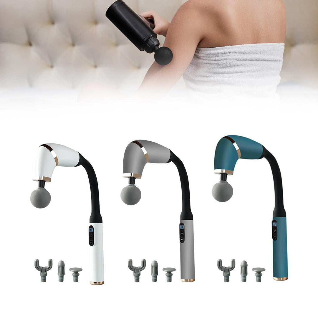 Premium Bent Handle Massage Gun for Deep Tissue Relief, Long Handle Electric Cervical Massager with Adjustable Speed & Modes 