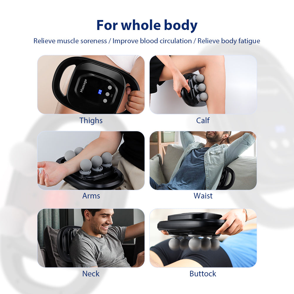 High-Quality Six-Head Massage Gun for Back & Body Relief, 20 Intensity Levels, Wireless High-Frequency Vibration, 6 Modes 