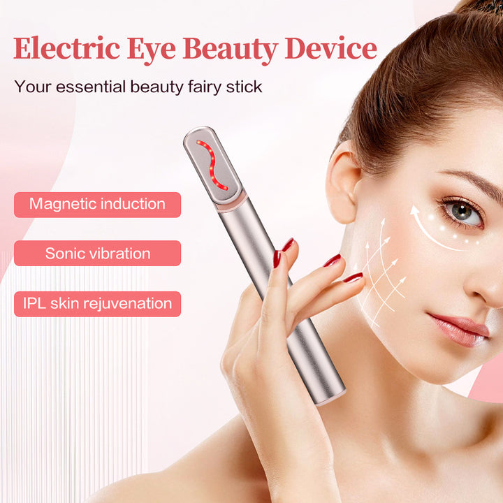 Luxury Eye Massager Device with Vibration & Heating, Rotatable Beauty Wand for Dark Circles and Eye Bags Removal, Eye Lifting