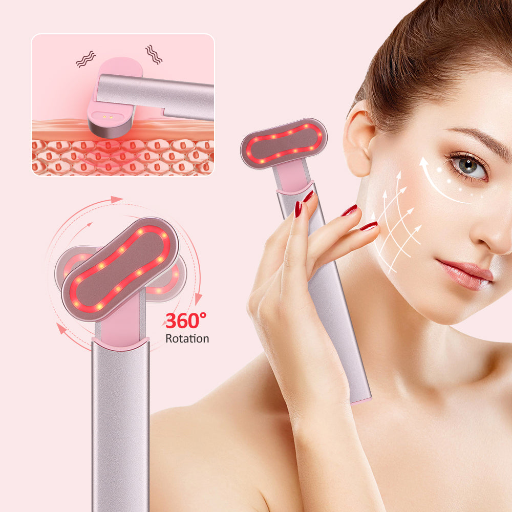 Luxury Eye Massager Device with Vibration & Heating, Rotatable Beauty Wand for Dark Circles and Eye Bags Removal, Eye Lifting