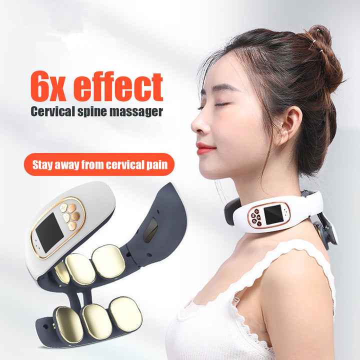 High-Quality 6-Head Cervical Massager with Electric Pulse, Intelligent Neck & Shoulder Massage, Portable Heated Neck 