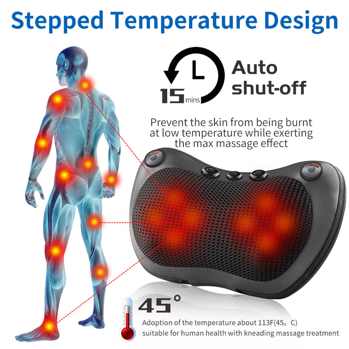 High-Quality 8-Head Electric Shiatsu Back Massager Pillow with Heat, Deep Tissue Massage for Neck, Shoulder, Foot & Full 