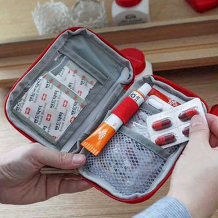 Premium Mini Portable First Aid Kit – Compact Medical Emergency Organizer, Household Medicine Storage Bag for Outdoor 