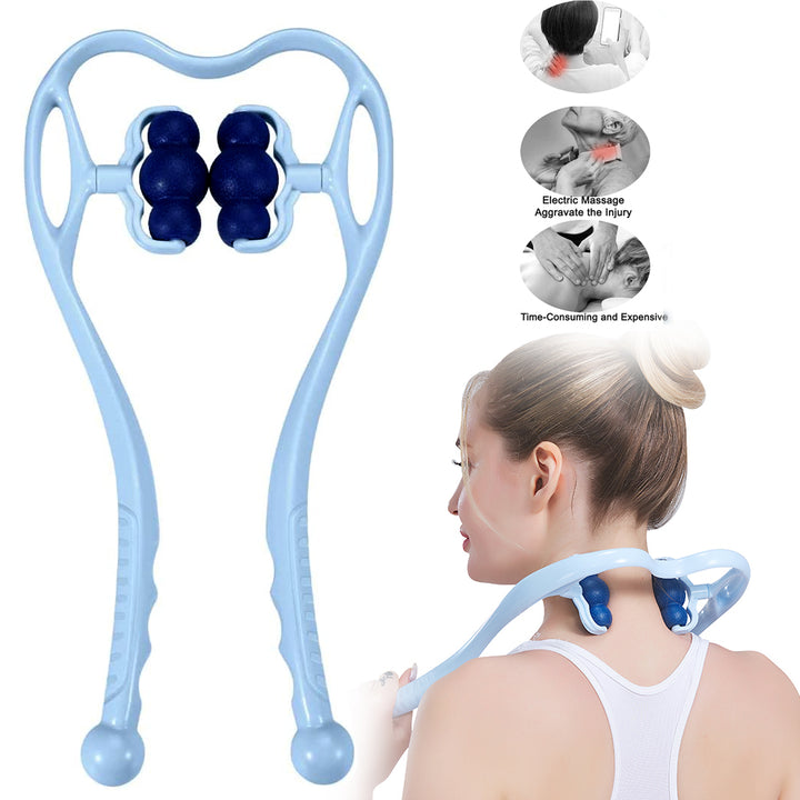 Premium Neck and Shoulder Massager with 6-Ball Trigger Point Roller, Deep Tissue Shiatsu Manual Self-Massage Tool for Muscle 