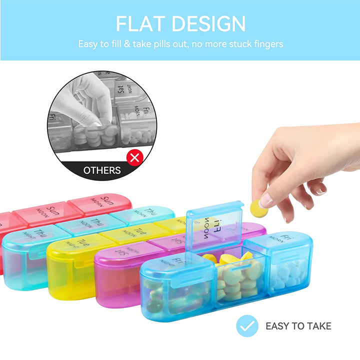 Premium Weekly Pill Organizer – 3 Times a Day, 7-Day Pill Box, 21 Grids for Medicine, Vitamins, Supplements, Travel-Friendly,