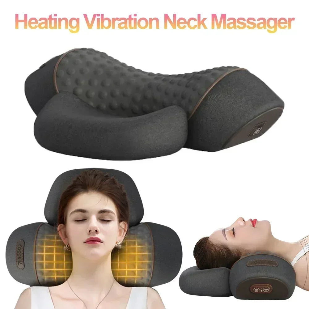 Premium Electric Neck Massager Pillow with Hot Compress & Vibration, Cervical Spine Support for Improved Sleep and Pain 