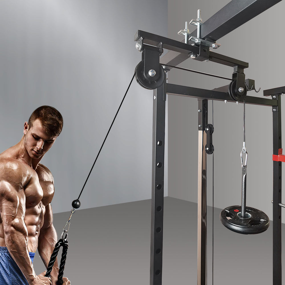 Premium DIY Fitness Double Pulley System – Home Gym Rope Pulldown Attachment for Biceps, Triceps, and Forearm Exercises, 