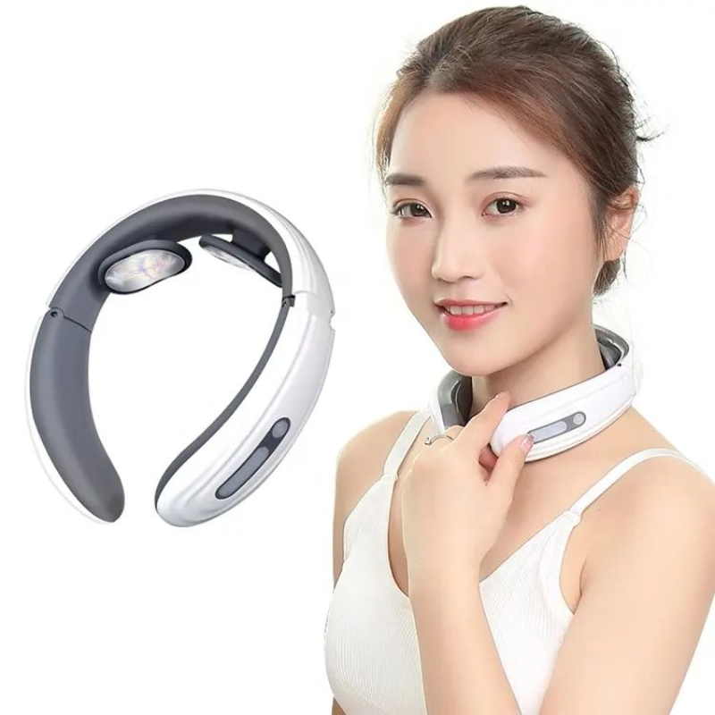 High-Quality Portable Electric Neck Massager with Pulse Back Relief - 6 Modes, Voice Broadcast, Heating & Kneading Therapy 