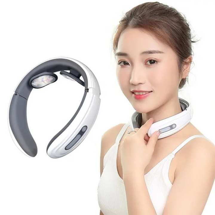 High-Quality Portable Electric Neck Massager with Pulse Back Relief - 6 Modes, Voice Broadcast, Heating & Kneading Therapy 