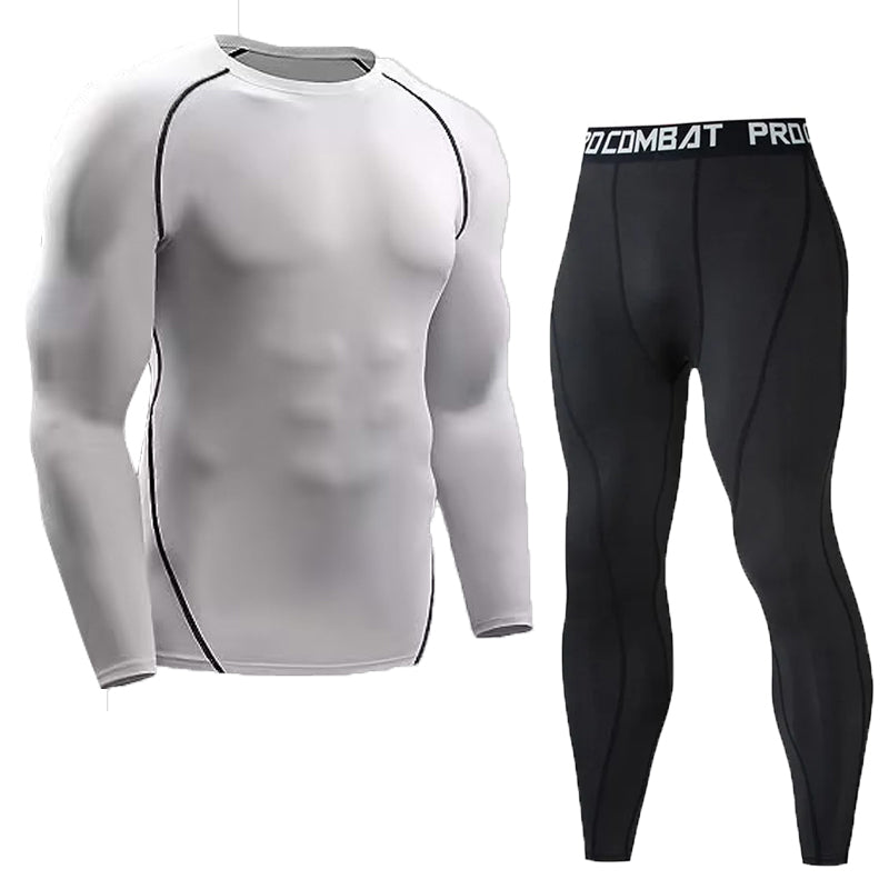 Premium Men’s Compression Sportswear Set – Gym Fitness Suit, Training & Jogging Tights, Running Rashguard Tracksuit