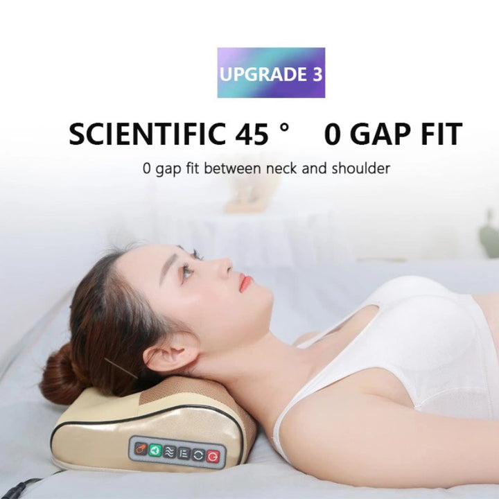 Luxury Heated Cervical Neck Massage Pillow with Deep Tissue Kneading, Vibration, and Electric Massage for Waist, Back & Legs 