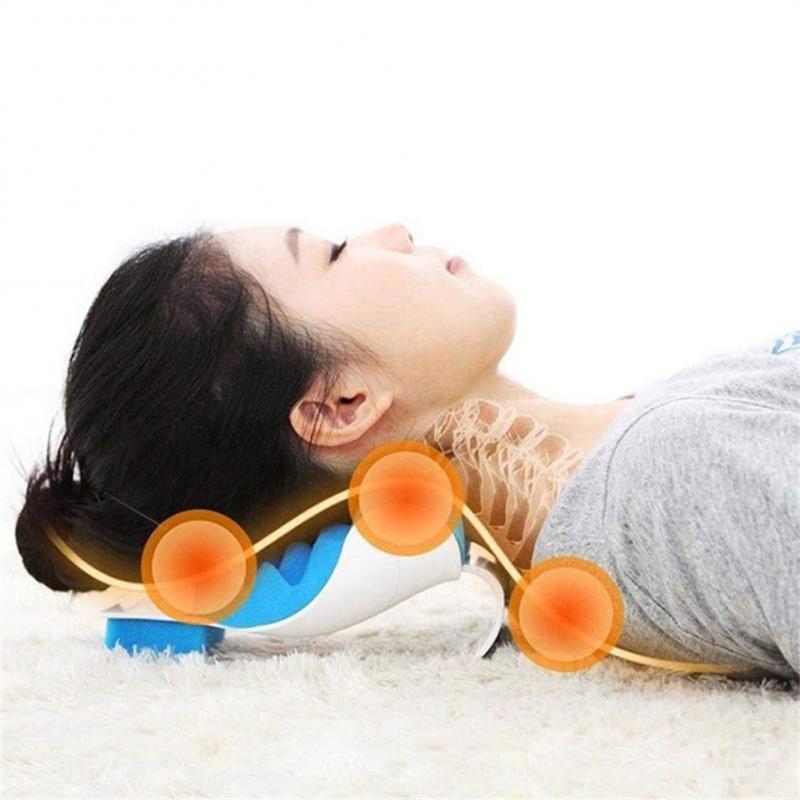 Premium Travel Neck Massage Pillow - Therapeutic Support & Tension Reliever for Neck & Shoulder Relaxation, Soft Sponge 