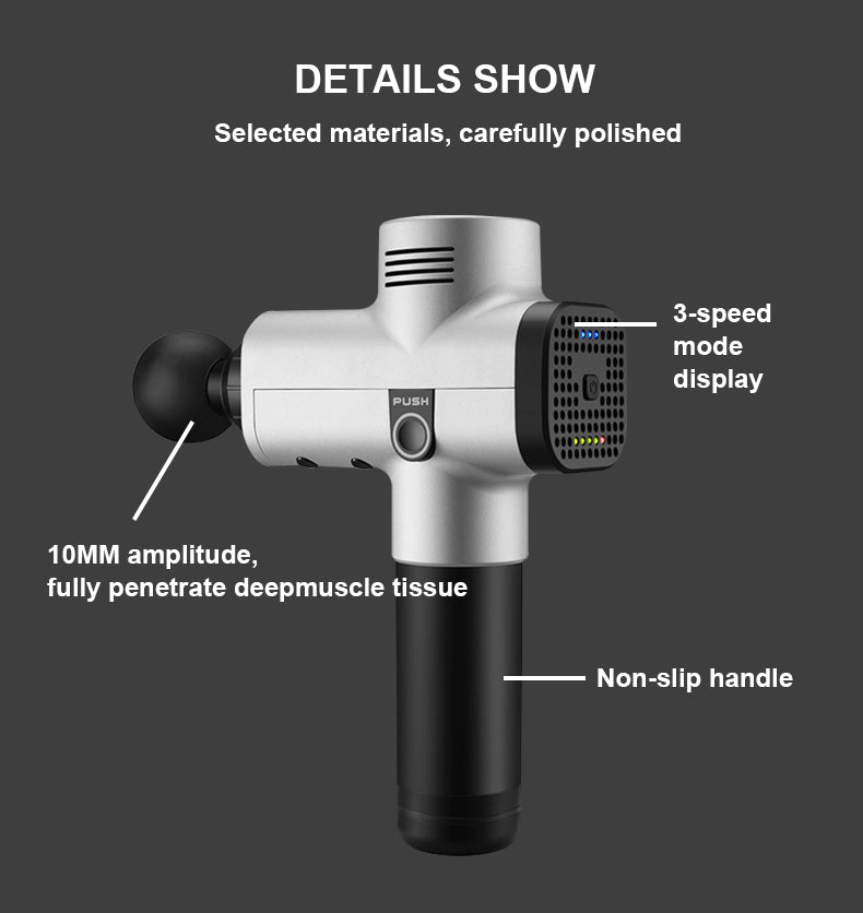 Premium Portable Massage Gun with 24V Deep Tissue Muscle Relief, 3/20 Speed Modes, 6 Interchangeable Heads, Low-Noise Motor 