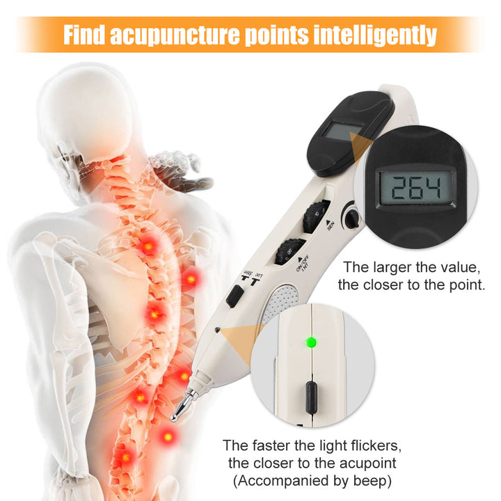 Premium USB Rechargeable Acupuncture Pen with TENS Meridian Energy, Full Body Muscle Stimulator & Intelligent Acupoint 