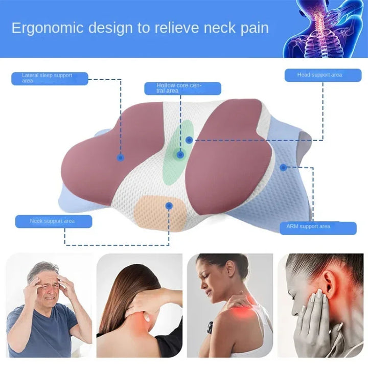 High-Quality Ergonomic Memory Foam Cervical Pillow - Neck & Shoulder Support, Adjustable for Side, Back & Stomach Sleepers, 