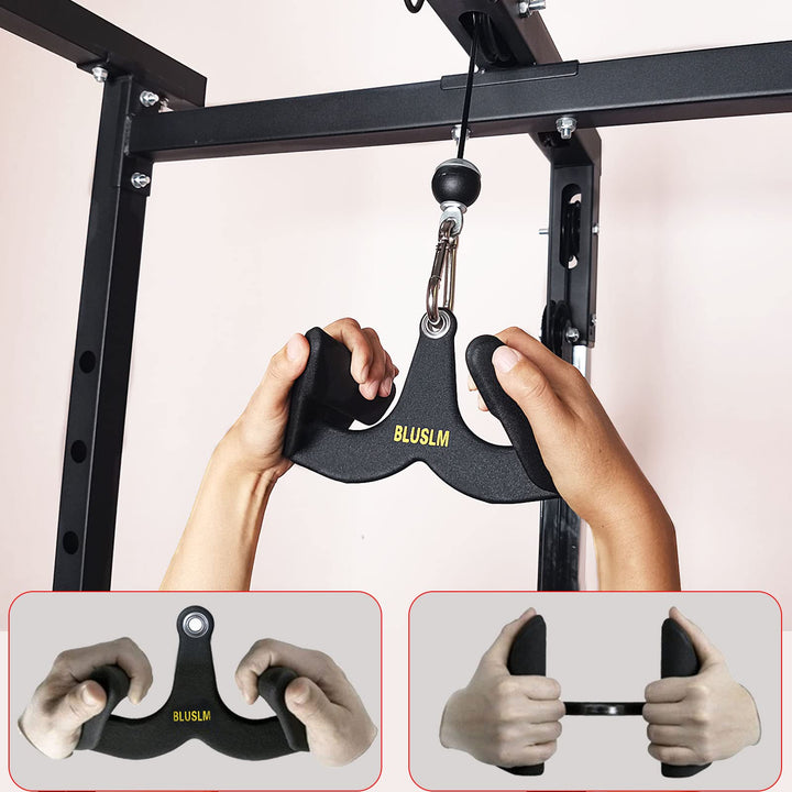 Premium Home Gym Lat Pull Down Handle Grip – T-Bar, V-Bar Row Handle for Biceps, Triceps, Back Muscle Workout, Cable Machine