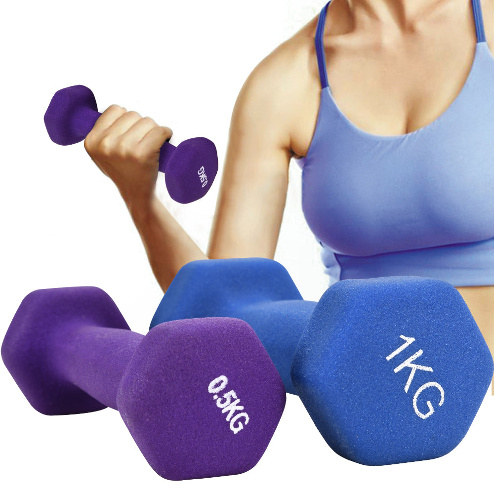 Premium Colored Neoprene Dumbbell Set – Non-Slip Grip for Weightlifting, Includes 2lb, 3lb, 5lb Weights, Compact Storage