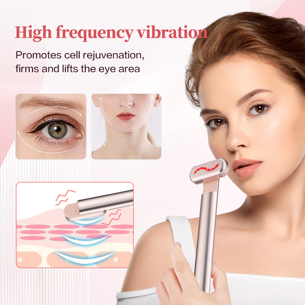 Luxury Eye Massager Device with Vibration & Heating, Rotatable Beauty Wand for Dark Circles and Eye Bags Removal, Eye Lifting