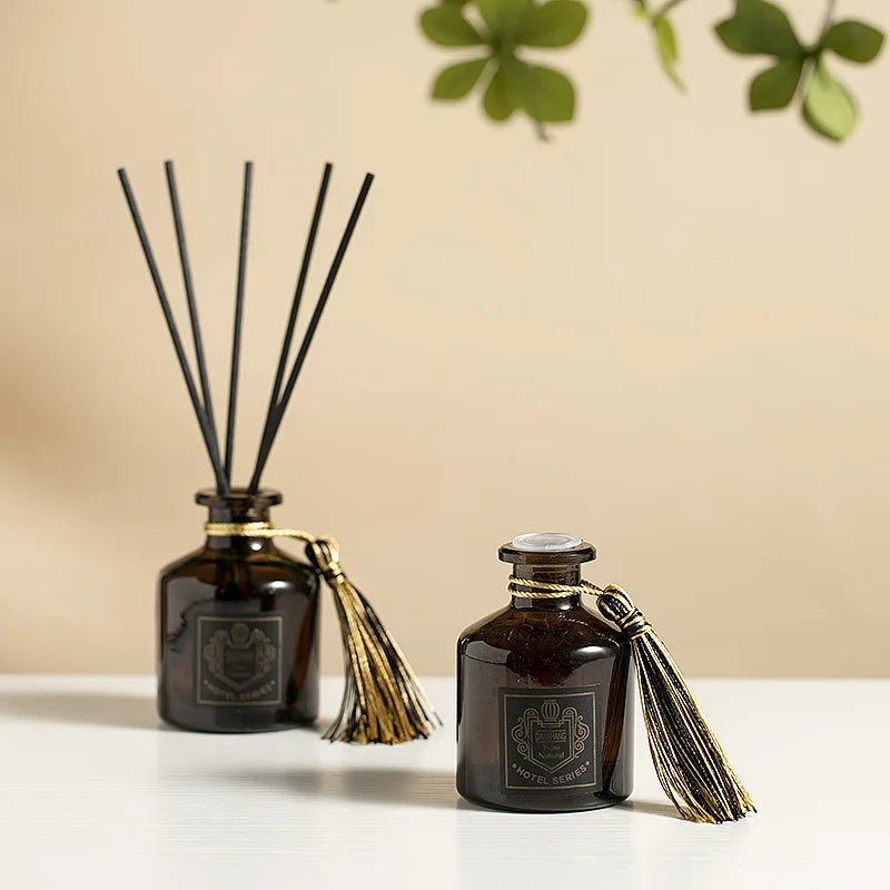 Luxury 50ml Reed Diffuser Set – Home, Hotel, Bathroom Air Freshener, Rattan Aromatherapy Glass Diffuser, Long-Lasting Home 