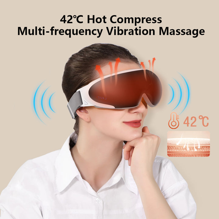 High Quality 6D Smart Eye Massager Heated Eye Mask – Vibration, Airbag Pressure, Infrared Hot Compress, Music Therapy, Reliev