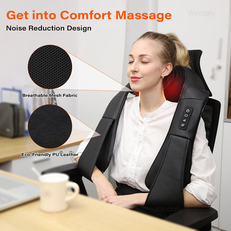 Luxury Shiatsu Neck, Back & Shoulder Massager with Heat, 4D Deep Kneading for Full Body Muscle Relief, Electric Massage 