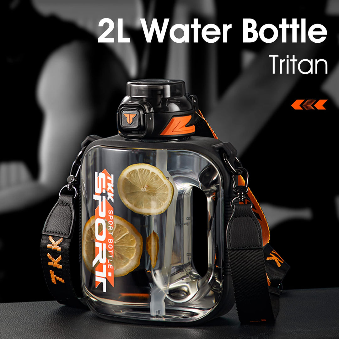 Premium Sports Water Bottle – 1/1.6/2L TRITAN Fitness Bottle, Leak-Proof, BPA-Free, Heat & Cold Resistant, Ergonomic Spout, 