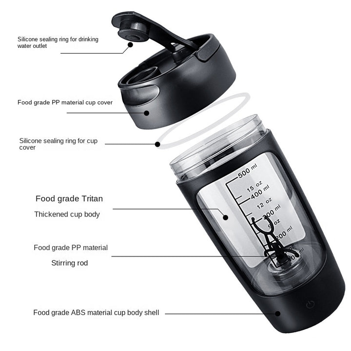 Premium Electric Protein Shaker Bottle – 650ml USB Rechargeable Mixer for Smooth Protein & Milkshakes – Automatic Stirring