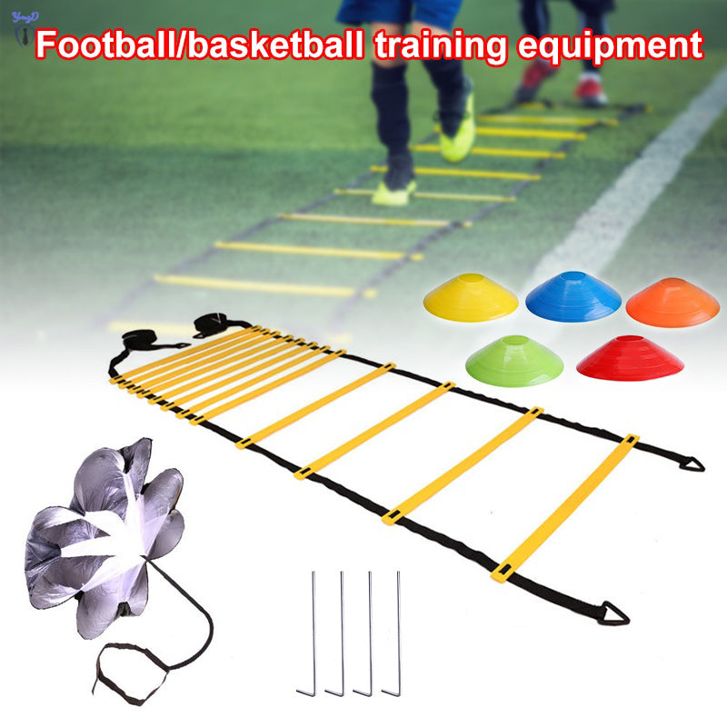 Premium Agility Training Kit for Football & Soccer – Speed Ladder, Balance Disc Cones, Chute Running Umbrella, Stakes &